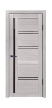 Межкомнатная дверь Лайт 17/4 Черное Стекло (Сандал серый)