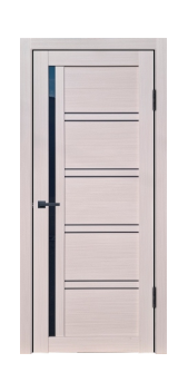 Межкомнатная дверь Лайт 17/4 Черное Стекло (Белый клен)