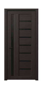 Межкомнатная дверь Рада Вертикаль Черное Стекло (Орех темный)