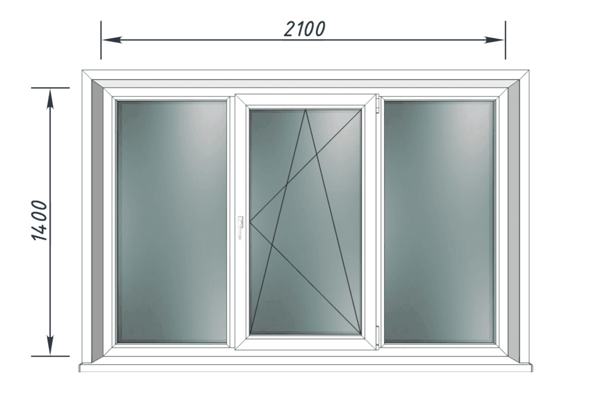 Трехстворчатое окно Greenwich 58 мм